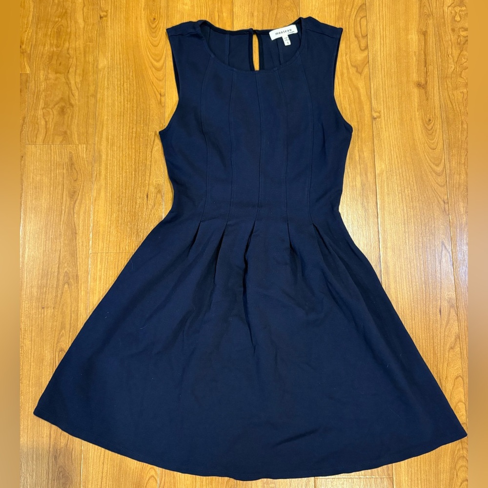 Monteau Navy Blue Fit Flare Dress
